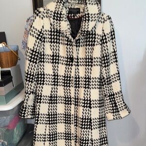 Centigrade Black and Off White Plaid Coat, fully lined NWOT size M